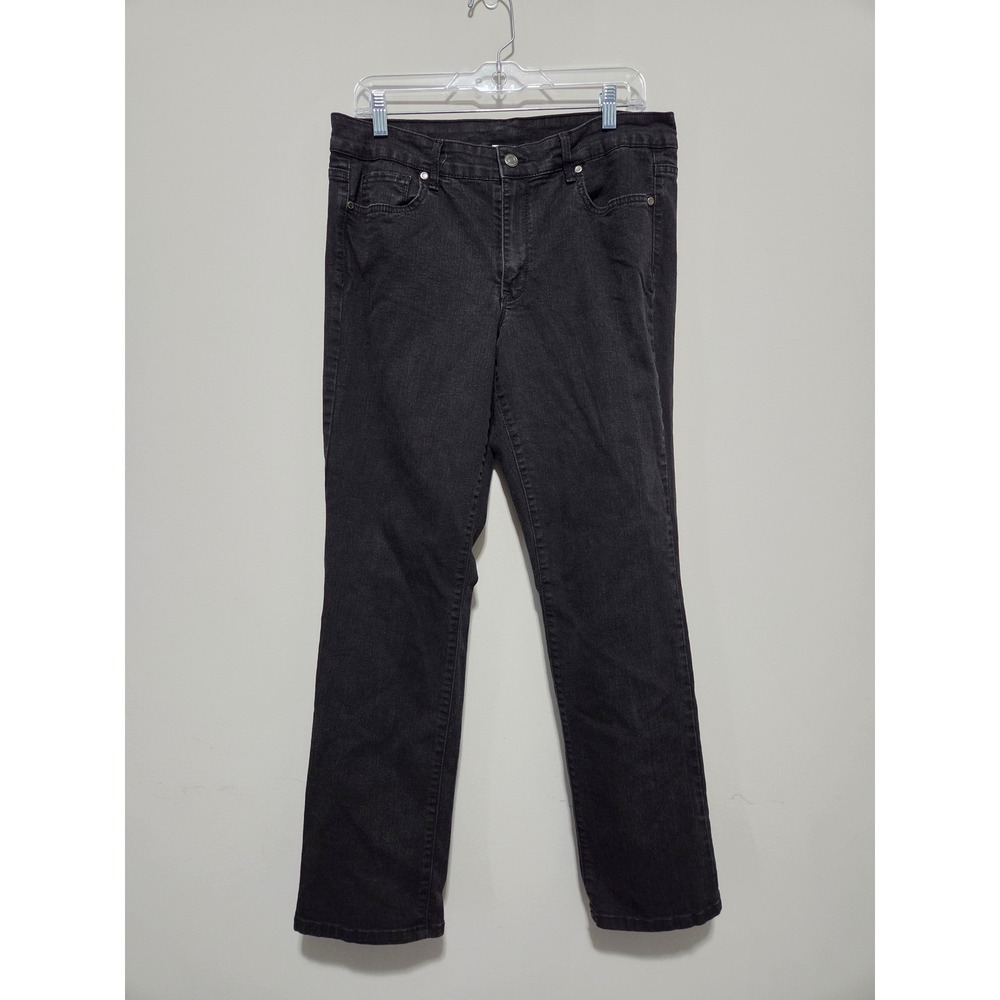 Jaclyn Smith Collection Womens Black Straight‎ Leg Jeans Size 14 Average Stretch